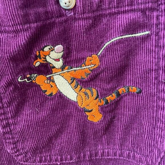 Vintage 90s Disney Pooh Tigger Piglet Mulberry Corduroy Button Up M - Picture 4 of 7